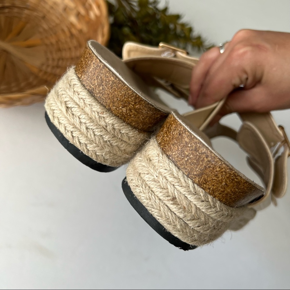 Neutral Double Buckle Strap Platform Espadrilles … - image 5